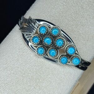 Sterling Silver Kingman Turquoise Double-Cuff Bangle 💙